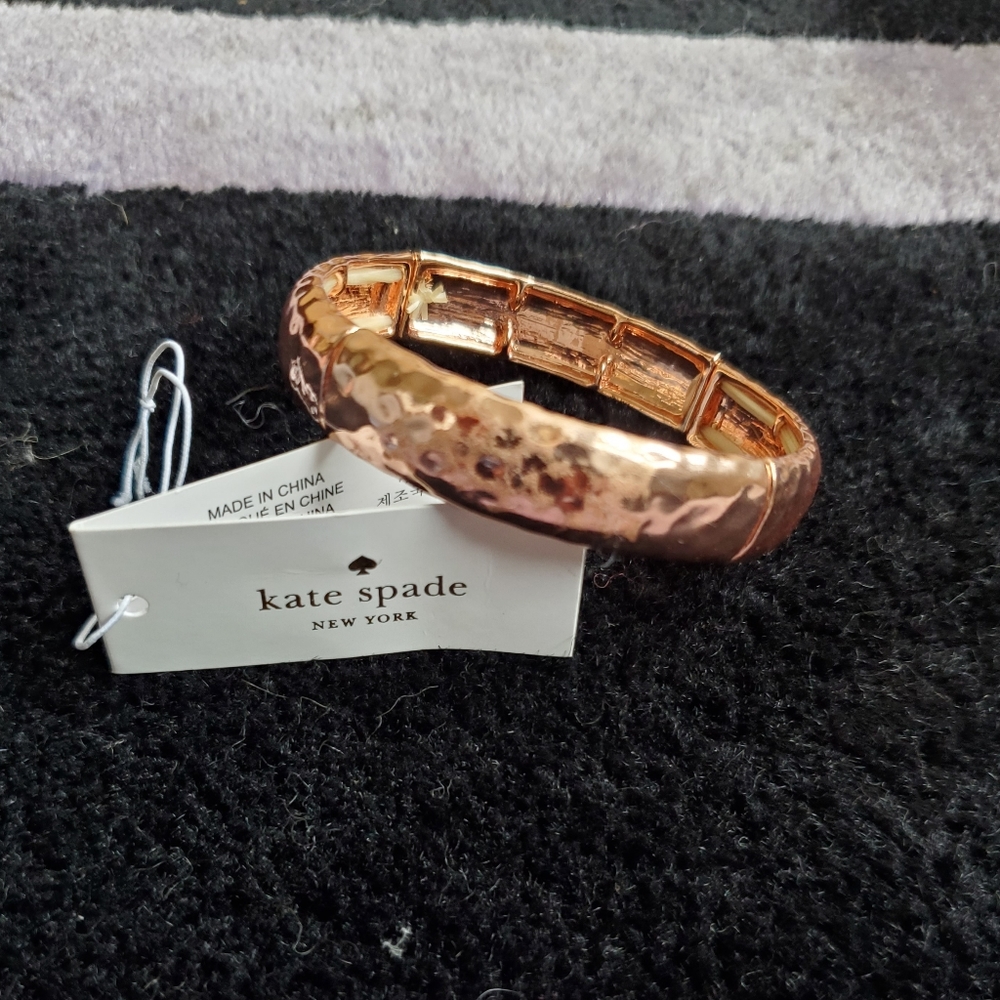 KATE SPADE Rose Gold Hammered Bangle Bracelet NWT